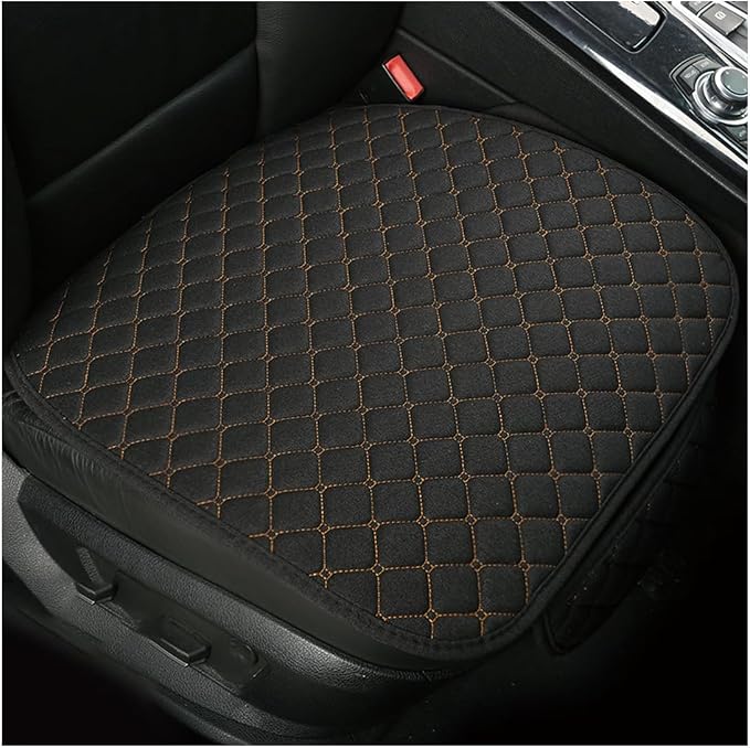 povtii Car Seat Bottom Cover Pad, Breathable Auto Front Seat Protector with Storage Pocket, Comfortable Seat Bottom Cushion Mat for Most Vehicle, Universal Interior Car Accessories (Black+Golden) by povtii