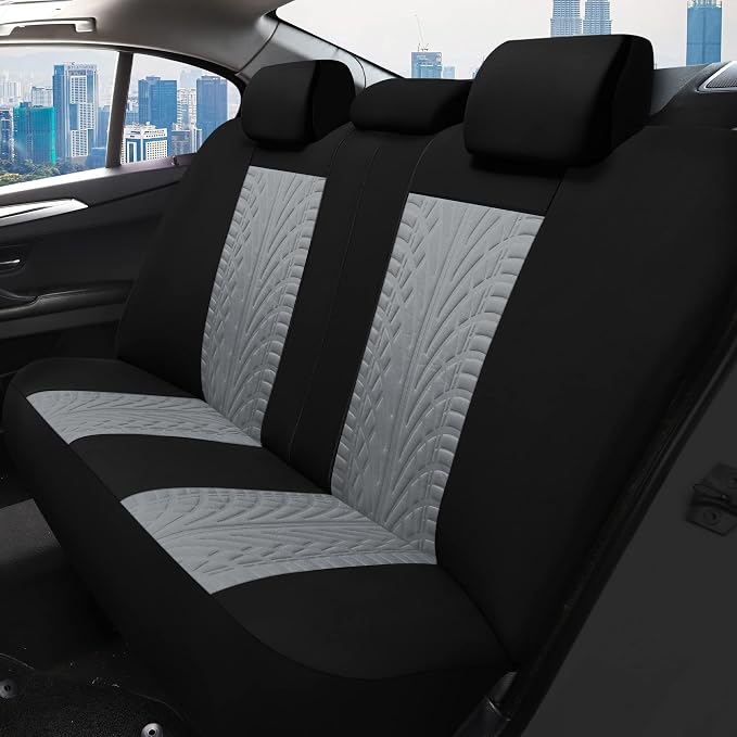 Pariitadin Car Seat Covers Full Set, Washable and Breathable Premium Cloth Automotive Vehicle Seat Cover for Car Interior, Universal Fit for Most Cars, Sedan, Truck, SUV(Black/Gray) - Image 3