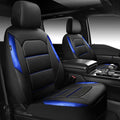 CAR PASS Memory Foam Leather Seat Covers,Air Cool Mesh Thick Car Seat Covers Front Seats Blue Leather Seat Covers for Cars Universal for SUVs Trucks,Airbag Compatible Comfort Durable,Black Blue Metal by CARPASS