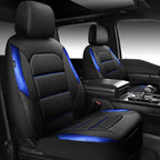 CAR PASS Memory Foam Leather Seat Covers,Air Cool Mesh Thick Car Seat Covers Front Seats Blue Leather Seat Covers for Cars Universal for SUVs Trucks,Airbag Compatible Comfort Durable,Black Blue Metal by CARPASS