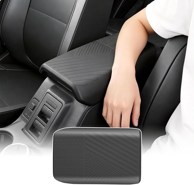 powoq 2/4 Door Center Console Armrest Cover Compatible with 2021-2026 Ford Bronco Armrest Lid Protector Cover TPE Prevent Pets Scratches Pad Replacement for 2021-2026 Ford Bronco Accessories by powoq
