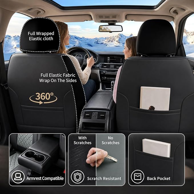 for Subaru Forester 2009-2026 Car Seat Covers, Full Set, Gray | Luxury Full Coverage Leather Seat Protectors, Waterproof Breathable, Non-Slip, Easy to Install, Airbag Compatible, All-Season - Image 7