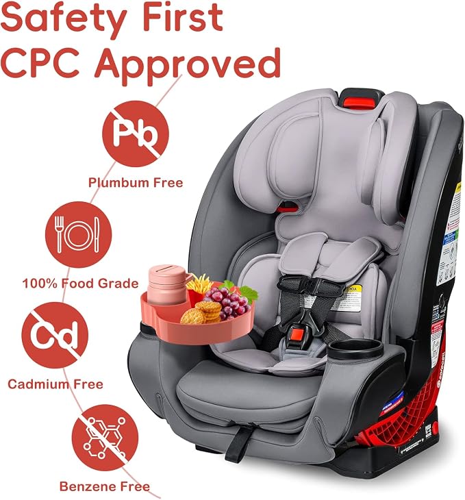 Kids Car Seat Tray, Travel Tray with Cup Holder for Toddler Baby, Kids Car Seat Food Snack Organizer for Road Trip, Stroller snack Organizer Travel Must Haves Toddler Must Haves (Orange) - Image 2