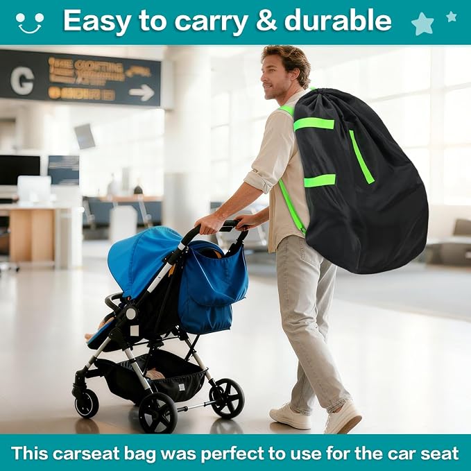 Waterproof Car Seat Bags For Airplane Travel, Durable Carseat Cover For Air Travel Car Seat Travel Bag with Shoulder Straps and 2pcs Luggage Tags For Airplane - Image 6
