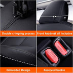 Seat Covers for Hyundai Elantra 2021 2022 2023 2024 2025 2026 | SE SEL/SEL Sport & 2021-2026 Hybrid Blue Customized Faux Leather Car Seat Cover-Full Set Black - Image 6