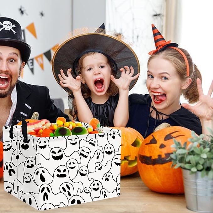 Halloween Ghost thriller basket,Empty Halloween basket,Horror and thriller decor,Trick or Treat Box for Boys and Girls,Horror decor(Ghost) - Image 2