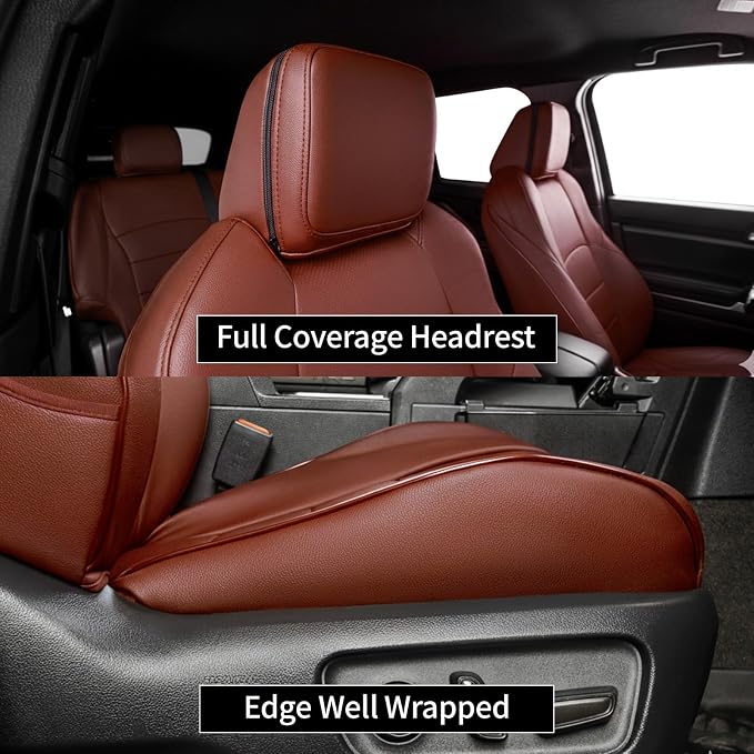 EKR Car Seat Covers Custom Fit for Toyota 4Runner(5 Seats) Full Set | for Toyota 4Runner 2003-2009(Power Front Seats)Full Wrap,Airbag Compatible,Waterproof Pet-resistant,Faux Leather(Burgundy) - Image 2