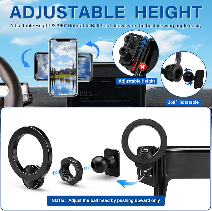 Car Phone Holder for 2021-2026 Ford Mustang Mach-E Accessories 15.5 Screen | Strong Magnetic Cell Phone Mount for Magsafe iPhone & Sunglasses Box, 360° Hands-Free No Air Vent Blockage Stable Stand - Image 3