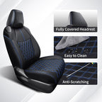 Huidasource Front Car Seat Covers Fit for Toyota RAV4, Full Coverage Seat Protector Fit for 2019-2024 Toyota Rav4 XLE LE XLE Premium Limited(Not for Hybrid/Adventure/TRD Off-Road/Prime, Black&Blue) - Image 3