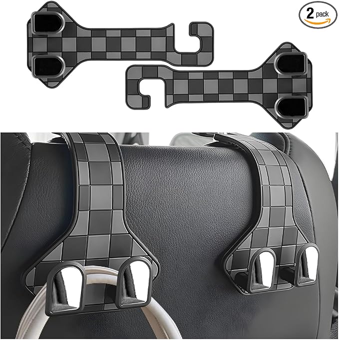 HZEL Car Seat Headrest Hooks, 2PCS Vehicle Seat Back Headrest Hanger Organizer for Handbag Purse Coat, Multifunctional Auto Interior Storage Hook, Universal for SUV RV Truck (Gray) by Unknown