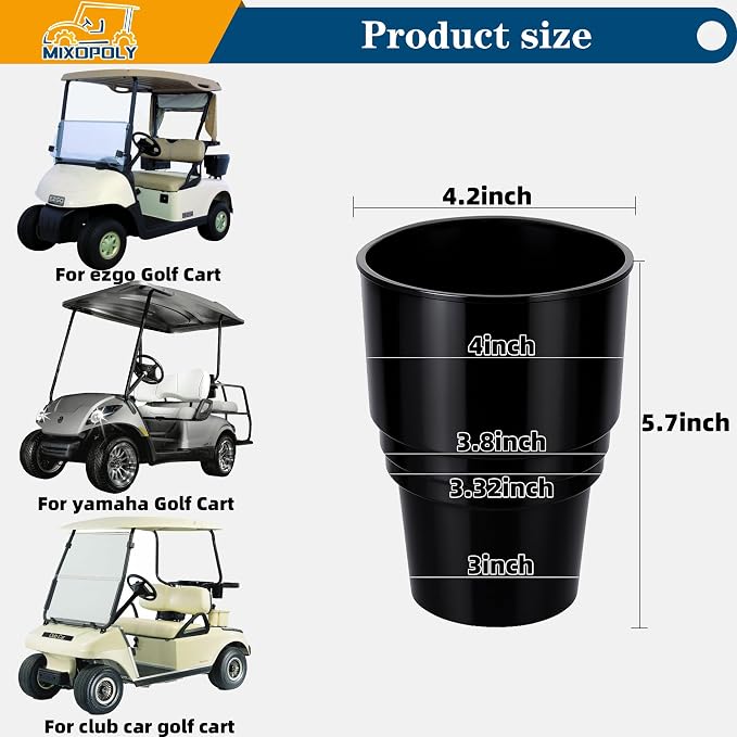 Golf Cart Cup Holder Insert Adapter Replacement fits Club Car EZGO Yamaha Golf Cart, for Placing and Securing 16.4 oz Portable Propane Gas Bottle or Drink Water Glass, (1Pcs, Black) - Image 5