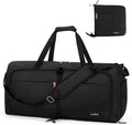 Lekesky Foldable Travel Duffle Bag for Women, 60L Large Duffel Bag with Separate Shoes Compartments & Straps, Carry On Weekend Bag for Women, Hospital, Overnight (Black) by LEKESKY