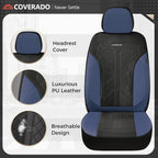 Coverado Seat Covers Front Seats, Leather Automotive Seat Covers 2-Pack, Mesh Breathable Auto Seat Protectors, Driver Seat Covers Universal Fit for SUV, Truck, Vans, Sedan - Image 4