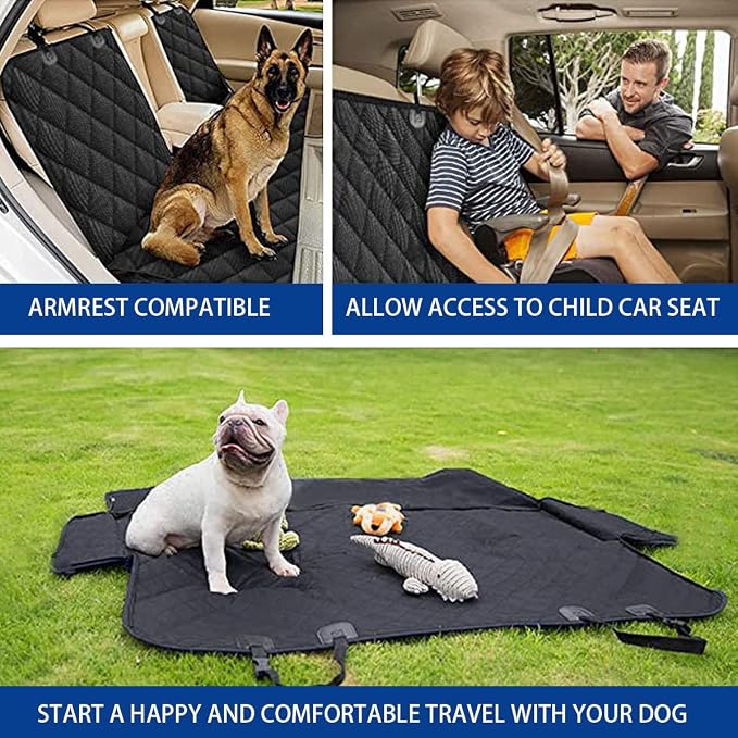 BESULEN Dog Car Seat Cover Waterproof Back Seat Protector Orange Edge | Oxford cloth with grid texture, buckle strap setup, anchor support, fits most cars, SUVs, and trucks, car accessories - Image 5