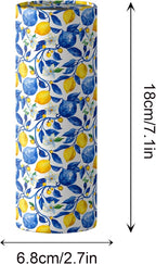 4 Pcs Capri Lemon Round Tissues Box Car Holder Set - Blue & White Mediterranean Lemon Travel Tubes for Car with 50 Sheets Cylinder Face Towel Containers | 2.7" x 7.1" Cup Holder Fit - Image 2