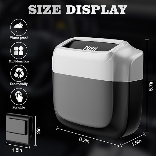 1 Pack Car Trash Can with Lid, Built-in Storage Garbage Bag, Silver | Leakproof Car Door Trash Can with Hook, 30pcs Trash Bags, Mini Automotive Garbage Bin for Vehicle, Office, Home - Image 7