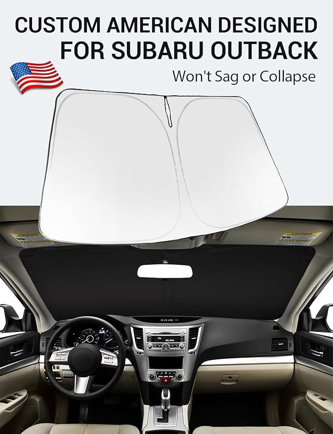 Proadsy Custom Fit Car Windshield Sun Shade for 2010-2014 Subaru Outback | 240T Heat Shield, Drops Temp 54°F, Blocks 99% UV, Prevents Dashboard Cracking, Summer Parking & Beach Trips, Easy Twist-Fold - Image 2