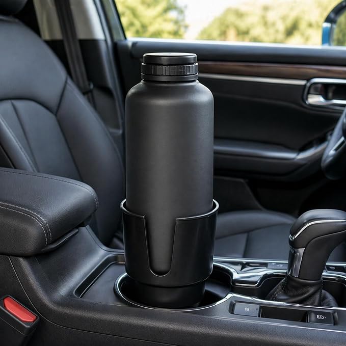 Car Cup Holder Expander for Large Bottles, Fits 32 oz to 40 oz Water Bottles and Handle Mugs, Secure Base for Most Vehicle Cup Holders, Durable ABS, Easy to Install, Durable ABS (Black) - Image 9