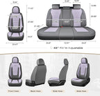Coverado Car Seat Covers Front, Seat Covers for Cars, Waterproof 2-Pack Car Seat Cushions, Leather Carseat Seat Protectors, Universal Seat Covers Fit for Most Sedans SUV Pick-up Trucks(Gray&Purple) - Image 3