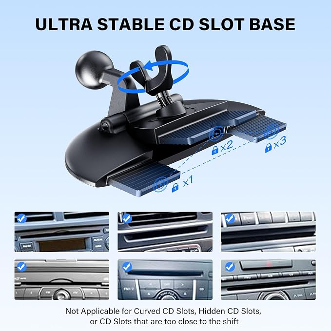 CD Phone Holder for Car, Easy One-Button Release CD Slot Phone Mount | Stable Clamp, 360° Rotation, Works with Thick Cases, Fits iPhone, Samsung, Google, Moto & Most Smartphones - Image 7