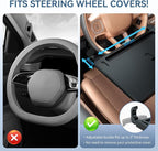 Extendable Steering Wheel Tray, Adjustable Car Laptop Desk Table | ABS, 22 lb capacity, 15-26 in extendable tray, 360° buckle, tablet slot, fold-flat storage, for parked work and dining - Image 5
