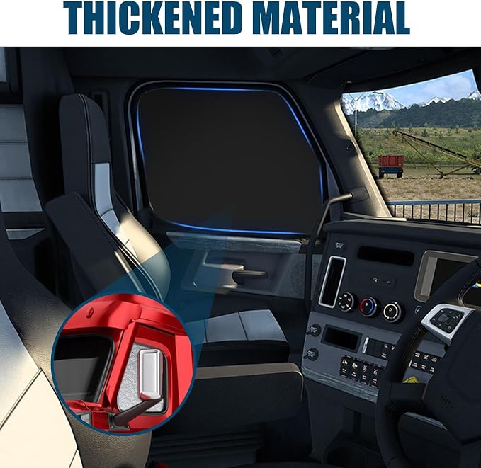 2 Pcs Side Window Sun Shade for Freightliner Cascadia 18-26 | Fits Cascadia Semi Truck Day Cab & Sleeper, 6-Layer 210T Reflective Heat Blocker, Blackout Privacy Cover, Foldable - Image 4