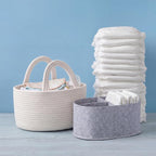 Thinkday 2-in-1 Baby Diaper Caddy Organizer - Cotton Rope Basket with Removable Felt Liner & Dividers, Portable Nursery Storage Bin for Changing Table & Car, or New Mom - Image 3