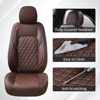 Huidasource Ford Custom Seat Covers, Car Seat Cushion Cover Fit for 2015-2026 Ford F150 SuperCrew & 2017-2026 F250 F350 F450 Super Duty Crew Cab XL XLT Lariat King Ranch Platinum(Full Set/Coffee) - Image 6