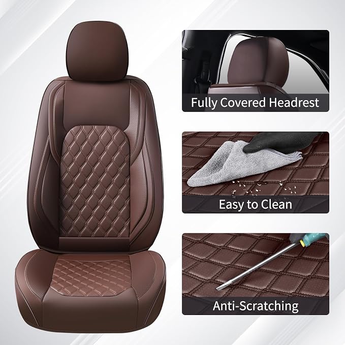 Huidasource Ford Custom Seat Covers, Car Seat Cushion Cover Fit for 2015-2026 Ford F150 SuperCrew & 2017-2026 F250 F350 F450 Super Duty Crew Cab XL XLT Lariat King Ranch Platinum(Full Set/Coffee) - Image 6