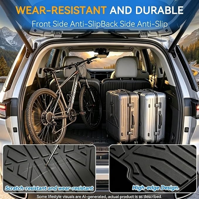 GYGY Cargo Mat Trunk Liner with Backrest Mats, Fit for 2021-2025 2026 Jeep Grand Cherokee L (Fits 3rd Row 6 & 7 Passenger L Models Only), All Weather Waterproof TPE Rear Cargo Tray - Image 7