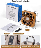 Odoland Portable Camping Fan with LED Lantern, 40H Rechargeable Battery Fan | Quiet Tent Fan with Hanging Hook for RV Car Beach Outdoor Hurricane Emergency Outages, 4-Speed Wind & 3-Color Light, Brown - Image 7
