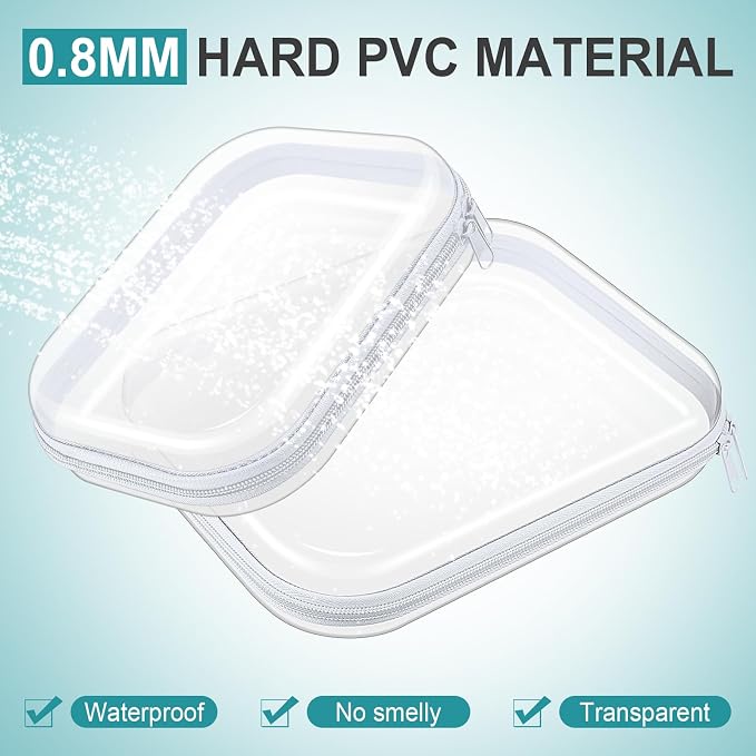 Ceenna 2 Pcs Clear Zipper Case Hard Shell Pouches,Large + Medium Set | Multiple Sizes Plastic Makeup Bags Pencil Case Organizer Diaper Bag Pouches Clear Travel Toiletry Bag for Women - Image 4