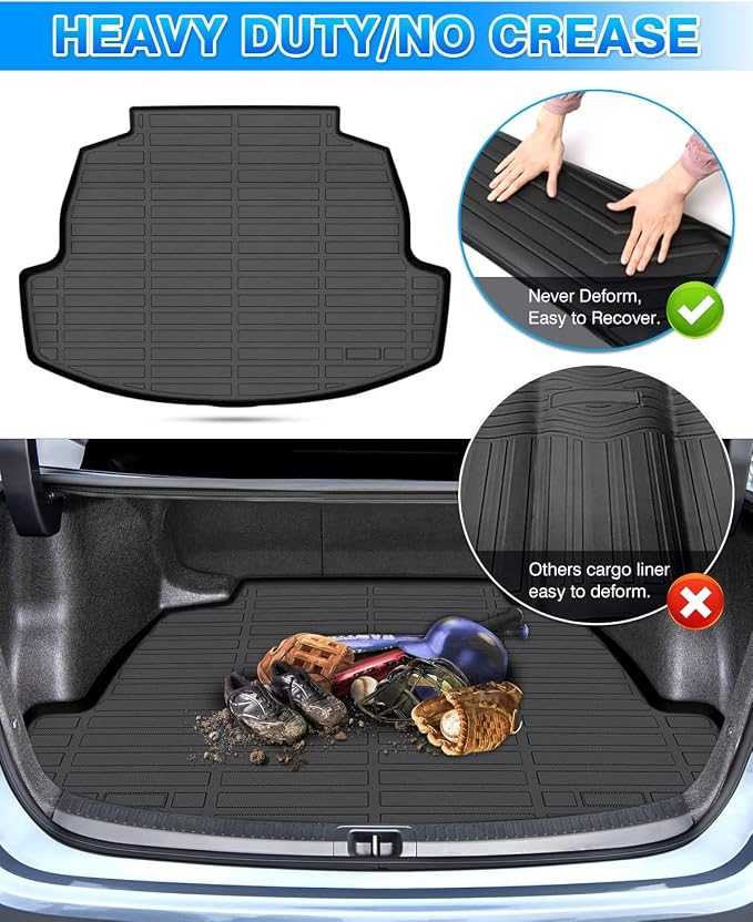 Cartist Cargo Liner Fits for Toyota Corolla Sedan & Corolla Hybrid 2020-2024 (Not for Corolla Cross & Hatchback) All Weather Trunk Mat Durable 3D Upgrade Anti-Slip Rear Cargo Mat Trunk Liner Black - Image 5