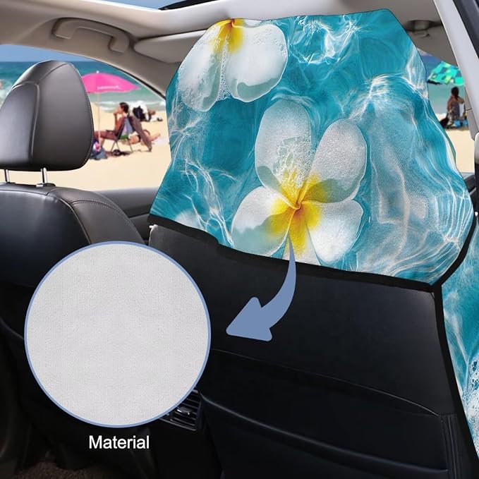 Frangipani Car Towel Seat Cover 1 Piece Breathable Front Seat Towel Cover with Storage Bag Cars Accessories Easy to Store for Cars SUV Trucks - Image 3