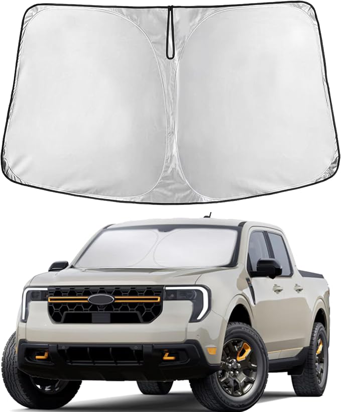 Econour Windshield Sun Shade Compatible for Ford Maverick 2022-2025 2026 | Sun Shade Front Windshield Sun Visor Foldable Thicker 5-Layer Block Heat and Sun UV Rays | Car Accessories by EcoNour
