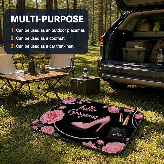 Car Trunk Mat for SUV, 29"x39" Hello Gorgeous Pink Cargo Liner Protector | All Weather Universal Cargo Liners for Dogs, Car Accessory for SUVs/Sedan/Wagons, Durable Non-Slip Washable Rear Cargo Mat - Image 5