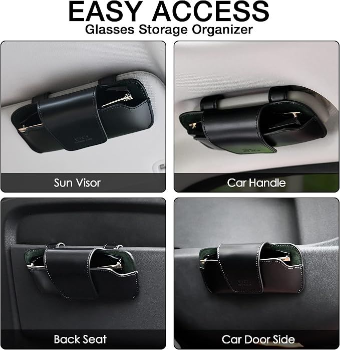 Sunglass Holder for Car Visor, Car Sunglasses Holder Leather, Eyeglasses Holder Glasses Storage Case Visor Accessories - Image 6