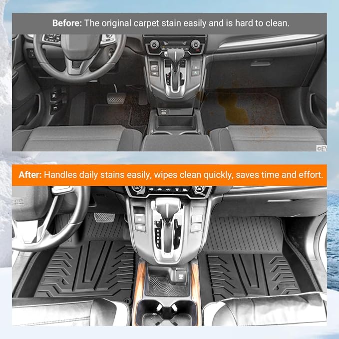 powoq Floor Mats Cargo Mat Compatible with 2017-2022 Hybrid Honda CRV | TPE All Weather Replacement for 2017-2022 Honda CRV Accessories (Fit 17-22 Hybrid Model, Trunk Mat+Backrest Mats+Floor mats) - Image 3