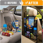 ULEEKA Car Backseat Organizer with 10" Table Holder, 9 Storage Pockets Seat Back Protectors Kick Mats for Kids Toddlers, Travel Accessories, 2 Pack (Black) | Car Organizers and Storage Kick Mats Back Seat Protector w/ Touch Screen Tablet Holder for Kid... - Image 3