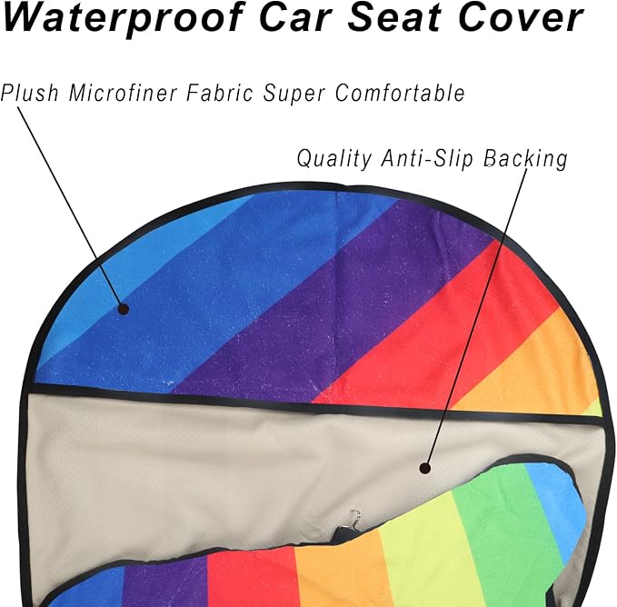 Car Seat Cover Protector Front Seats,for Gym Workout,Running,Swimming,Beach and Hiking,Waterproof Sweat Towel Bucket Seat Covers for Cars SUV Trucks (Rainbow, 1Pcs) - Image 5