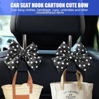 Mandark 2PCS Bow Car Headrest Hooks for Bags, Black/Polka Dot | PVC construction, clip-on installation keeps items off the floor, fits most cars, SUVs, and trucks, car interior accessories - Image 5