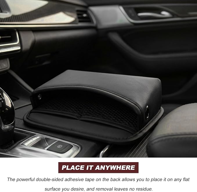 Car Seat Side Pocket Organizer, Multifunctional Leather Console Side Storage Pouch with Card Holder, Waterproof Phone & Sunglasses Pocket Bag for Car Door Seat Console (Black) - Image 5