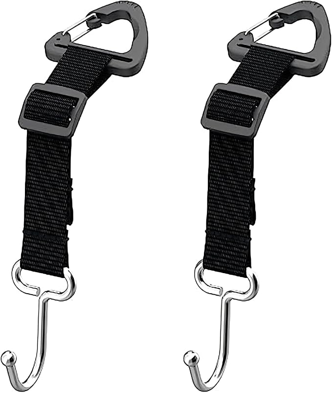 2 Pack Car Headrest Hooks, Heavy Duty Metal Purse Holders, Black | Adjustable Seat-back Organizers for Handbags, Grocery Bags and Accessories, Universal Fit for Front and Rear Seats by Unknown