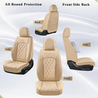 Coverado Front Seat Covers, Luxury Faux Leather Waterproof Seat Cover, Beige Car Seat Protector, Car Seat Cover Front Seats, Automotive Seat Covers Universal Fit for Most Cars (Front, Beige) - Image 7