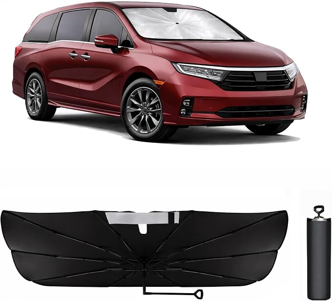 Car Windshield Sun Shade Umbrella for Honda Odyssey 2018-2025 | 2026 Upgraded,Custom-Fit Umbrella Sunshade,Easy Install,UV Protection & Heat Reflective,Keep Interior Cooler with Storage Bag by Unknown