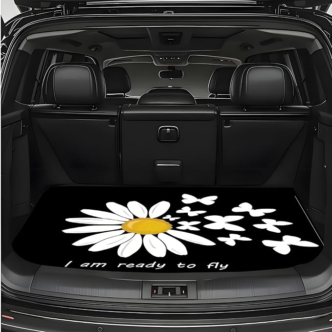 Universal Car Trunk Mat 29" x 39", Daisy and Butterfly All Weather Trunk Protection Cargo Liner, Durable Cargo Mat Rear Trunk Liner, Stylish Vehicle Interior Accessories Suitable for Most Car Models - Image 5