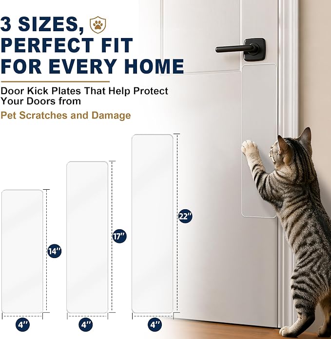 2 PCS 4"x17" Door Scratch Protector Dog, Self-Adhesive, Rounded Corners | Thickened Acrylic Door Protector from Dog Scratching, Anti-Scratch Guard for Dogs & Cats, Clear Protection - Image 6