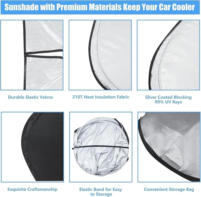Windshield Sun Shade Car Sunshade Accessories for 2018 2019-2026 VW Tiguan | HOHUIGO Preferred Premium Front Window Shade Car Sun Visor UV Protector Fit Volkswagen Tiguan SUV Heat shield Cover - Image 3