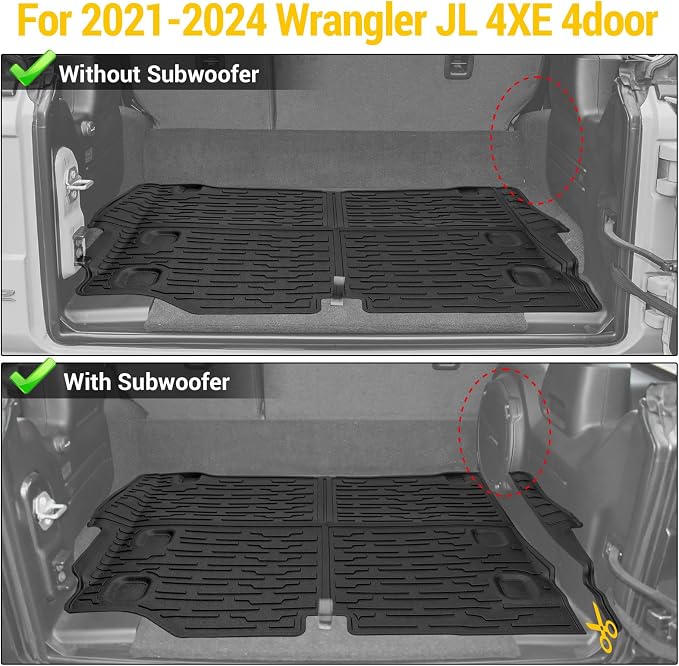 Rear Cargo Mat for 2021-2026 Jeep Wrangler JL 4XE Only Cargo Liners All Weather TPE Protection Anti-Slip Trunk Mat for 2021 2022 2023 2024 2025 2026 Wrangler JL 4XE 4 Door Accessories - Image 2