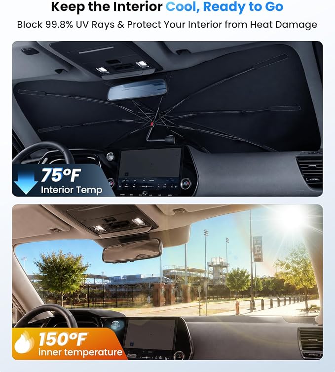 Zanch 2026 Upgraded Windshield Sun Shade Umbrella: Custom Fit for Lexus TX350 2024-2026 Front Window Sunshade, Block UV Rays & Keep Car Cool, 1:1 Scan for TX350, No Gaps & No Scratches. - Image 3